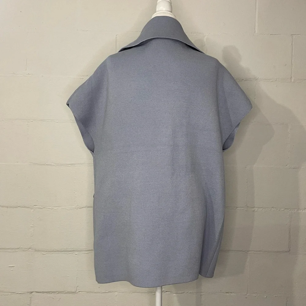 Picadilly Fashion Light Blue Gray Wool Blend Open Front Vest